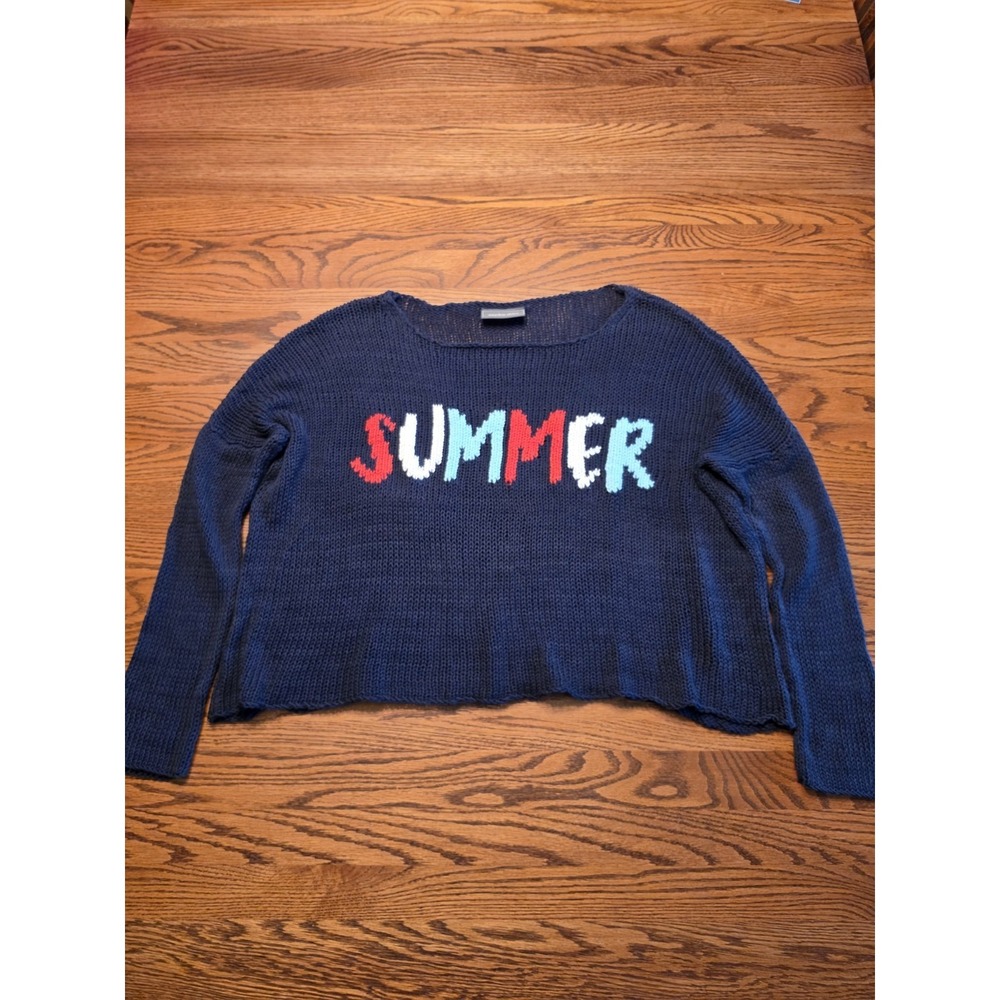 Wooden Ships SUMMER Sweater Oversized Slouchy Boho Beachy Size S/M Navy Blue